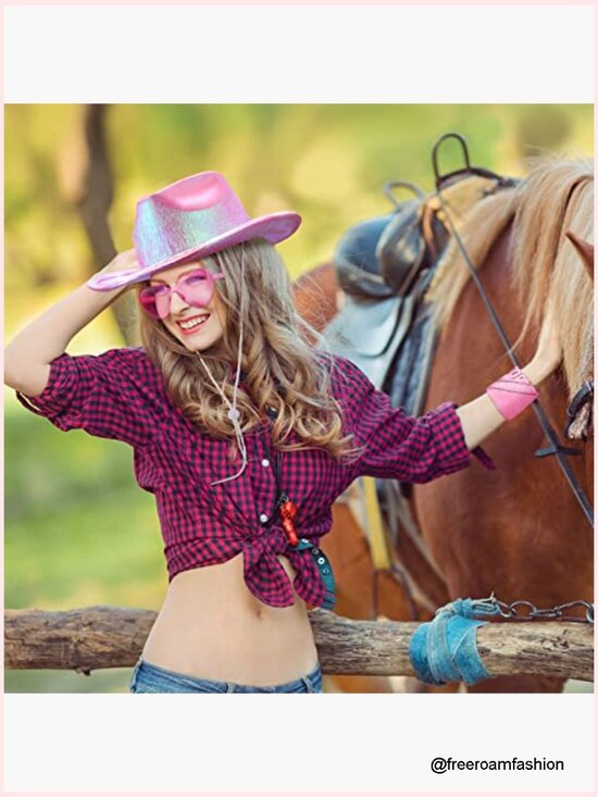 Lighted Cowgirl Hat Set with Bandana Sunglasses Earrings Halloween Costume main image 4